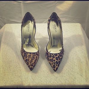 Guess by Marciano Leopard hair-calf pumps